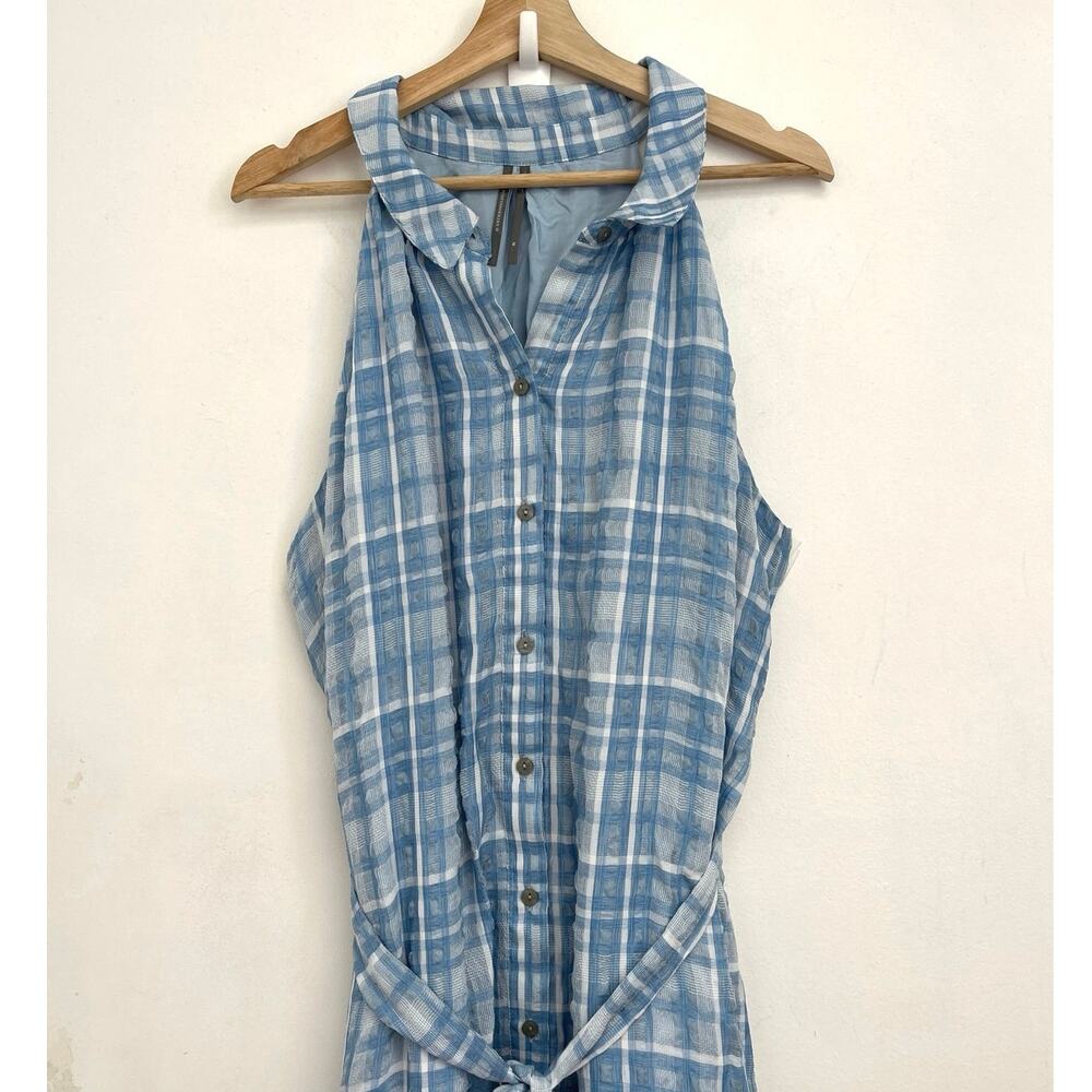 By Anthropologie Plaid Sleeveless Tiered Ruffle Hem Tie Waist Maxi Dress XL - Picture 5 of 15